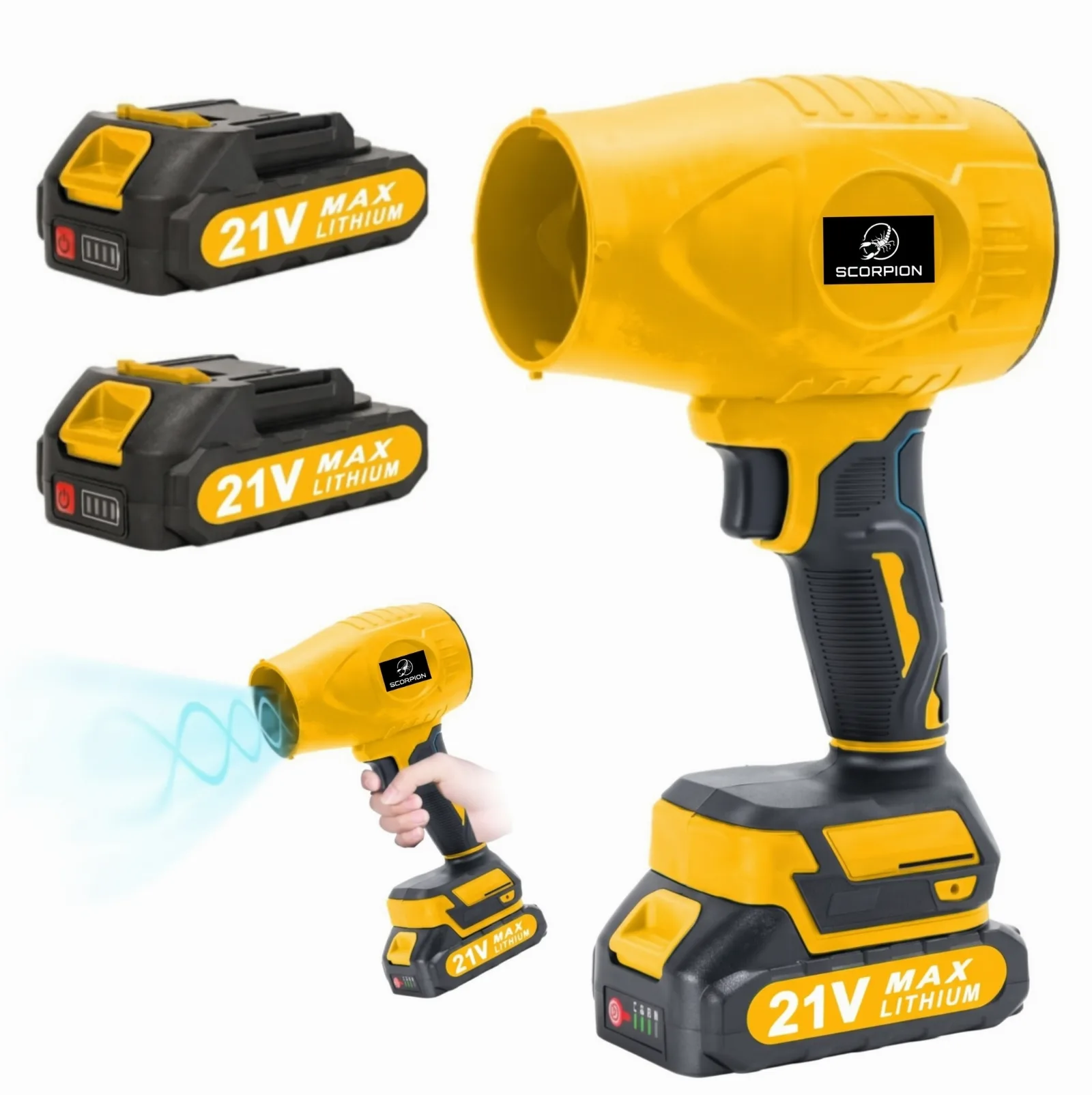 מפוח יד עוצמתי נטען SCORPION 21V Turbo