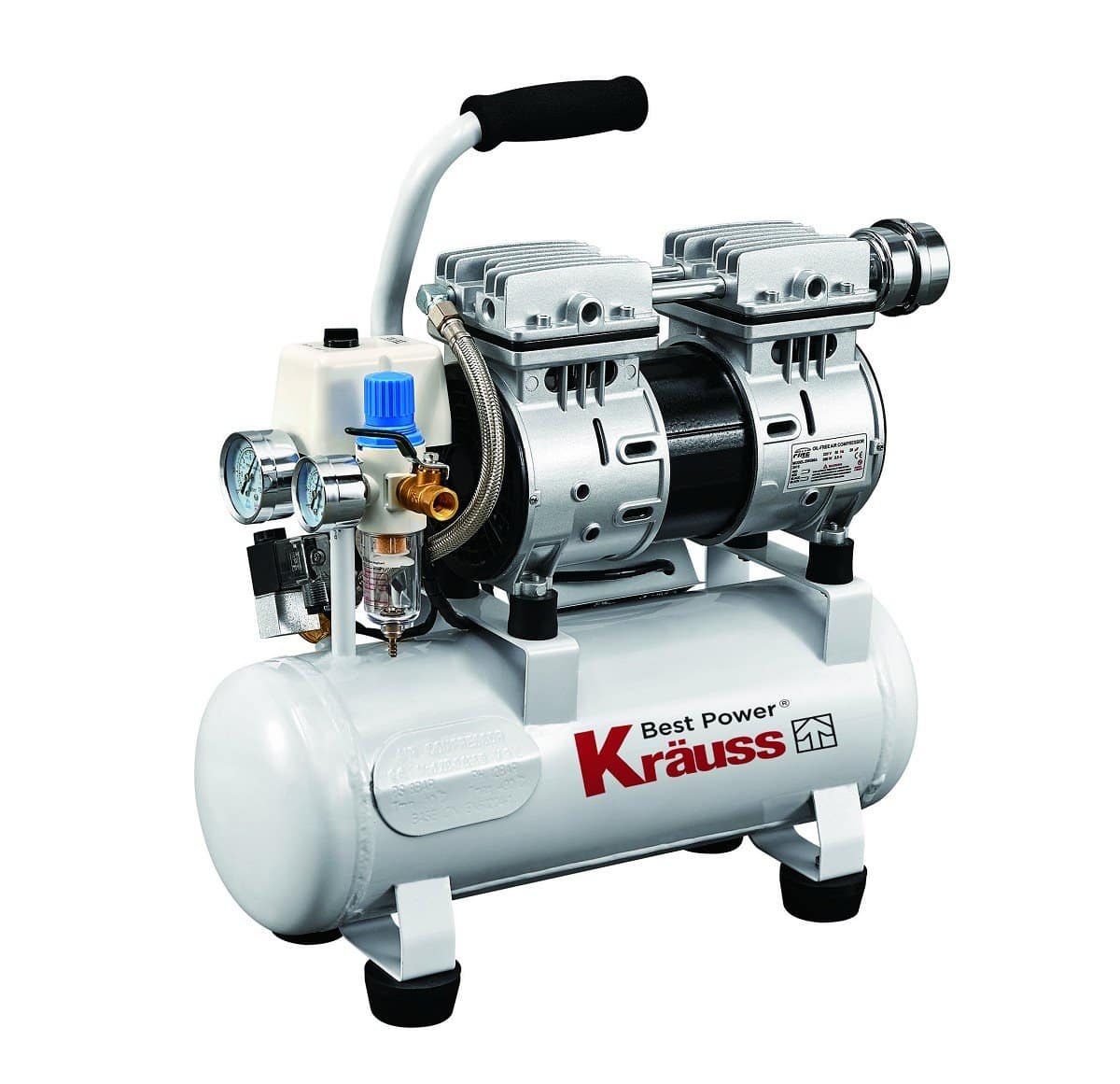 מדחס / קומפרסור שקט ללא שמן 9 ליטר KRAUSS