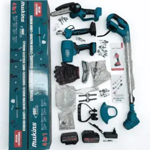 חרמש+מזמרה+מסור שרשרת+ מפוח סט שלם