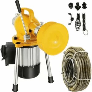 מכונה חשמלית מקצועית לפתיחת סתימות צנרת (ספירלה) 550W – כולל סט קפיצים וראשי חיתוך מבית סקורפיון