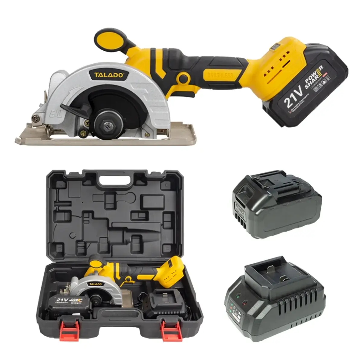 מסור עגול נטען 21V תעשייתי – מנוע Brushless (ללא פחמים) כולל ערכה מלאה במזוודה קשיחה Scorpion
